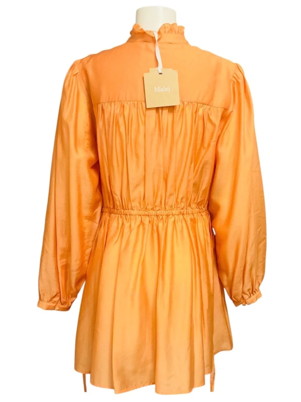 MALEJ SORBET ORANGE EMBROIDERED LONG SLEEVED MINI DRESS